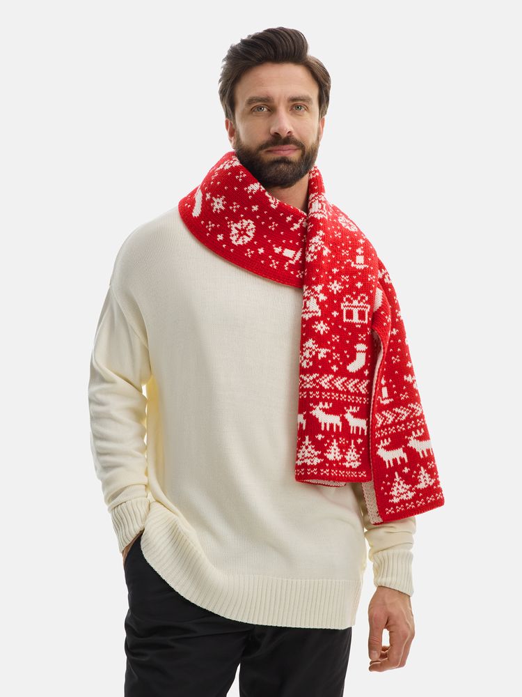 Шарф Holidale, красный с молочным