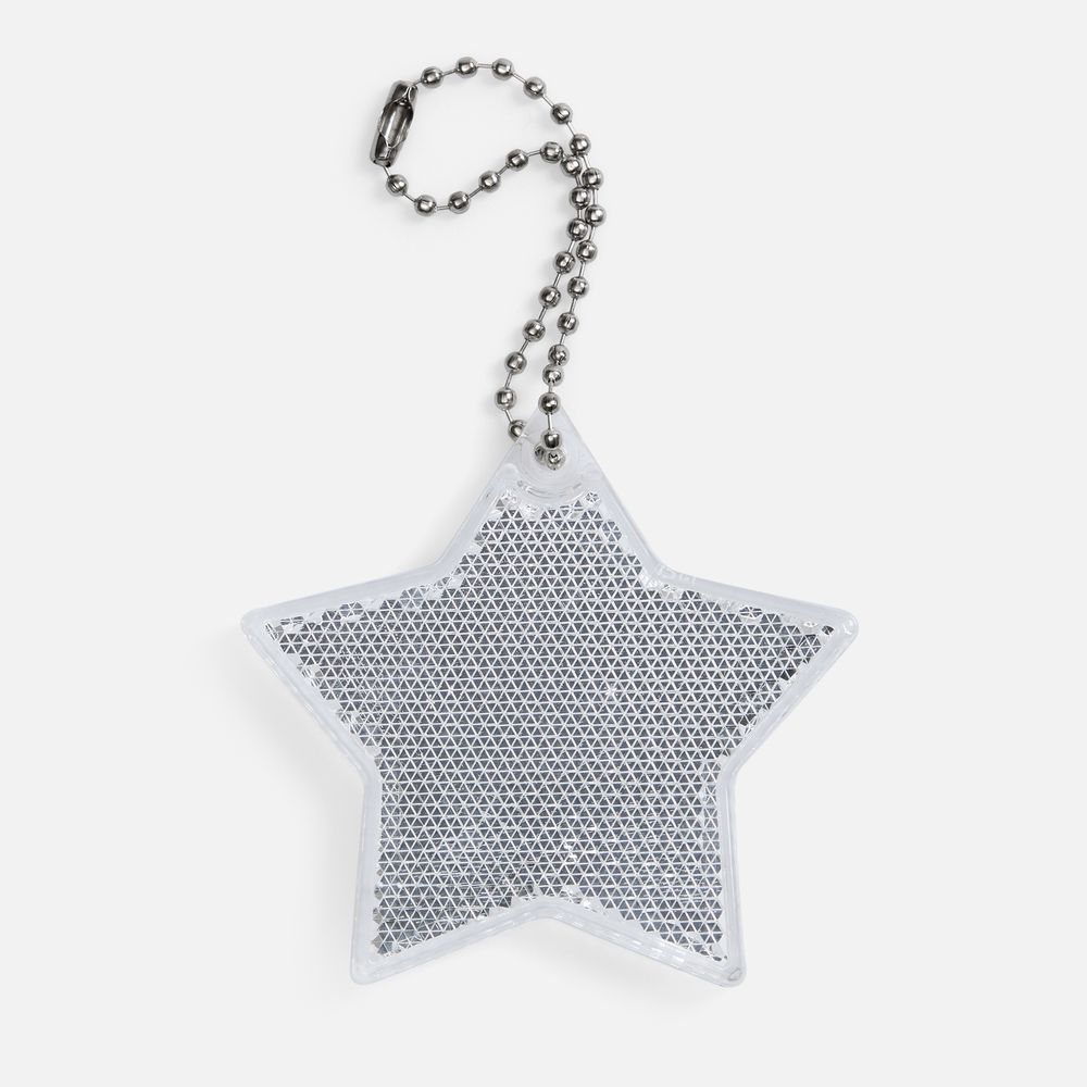 Пешеходный светоотражатель с цепочкой «Звезда», белый Пешеходный светоотражатель с цепочкой «Звезда», белый