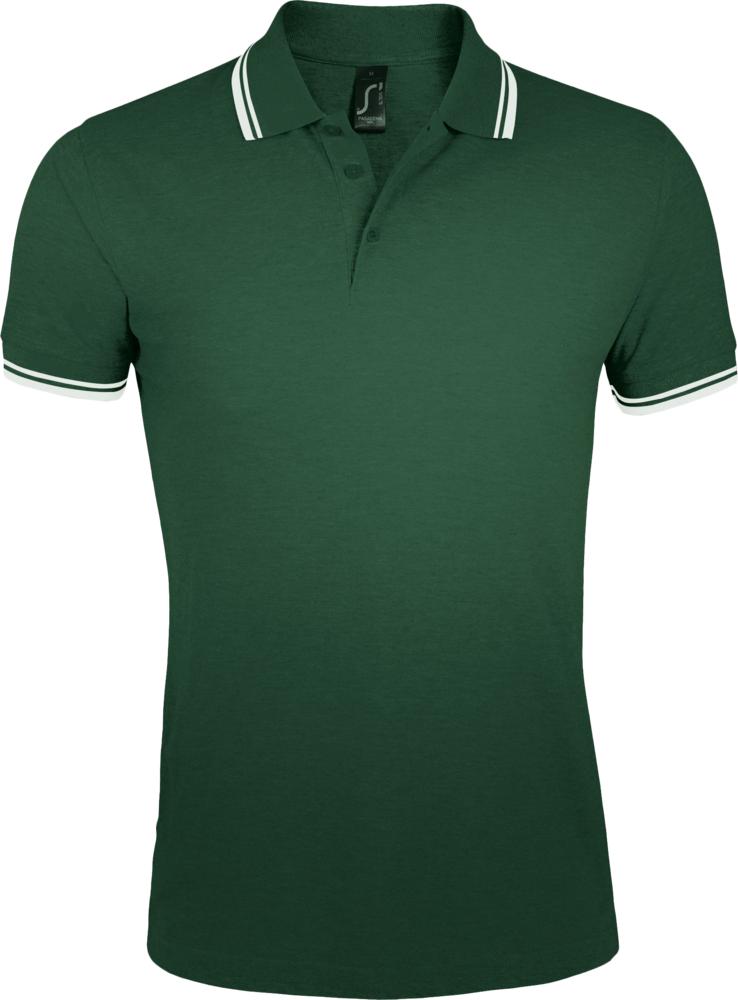 Рубашка поло мужская Pasadena Men 200 с контрастной отделкой зеленая с белым, размер L