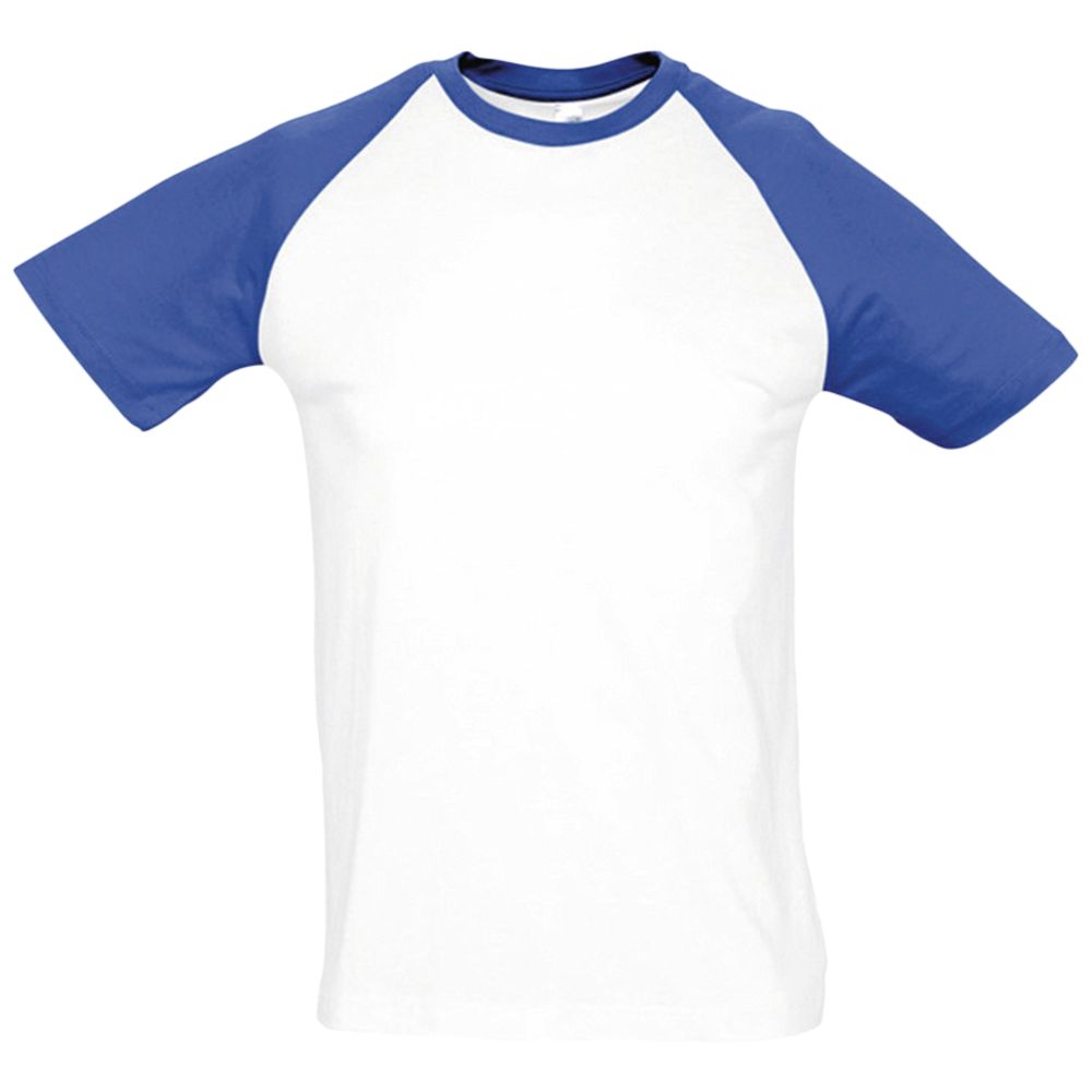 Футболка мужская двухцветная Funky 150, белая с ярко-синим, размер M