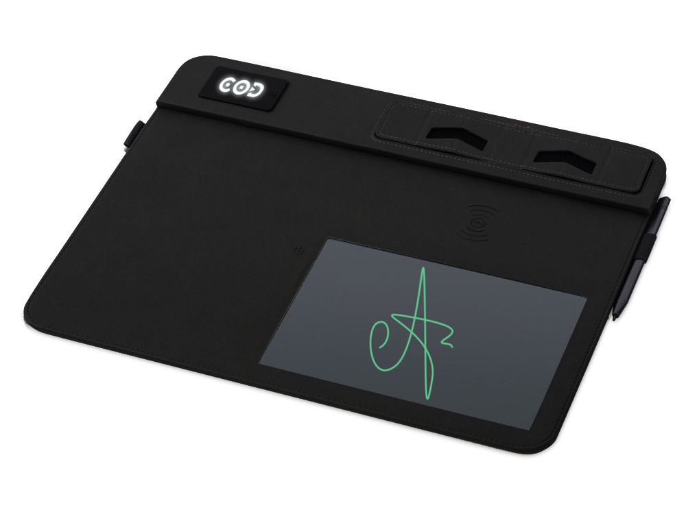 Многофункциональный коврик для мыши Multi Pad с беспроводной зарядкой и LCD экраном, 10 Вт, черный Многофункциональный коврик для мыши Multi Pad с беспроводной зарядкой и LCD экраном, 10 Вт, черный