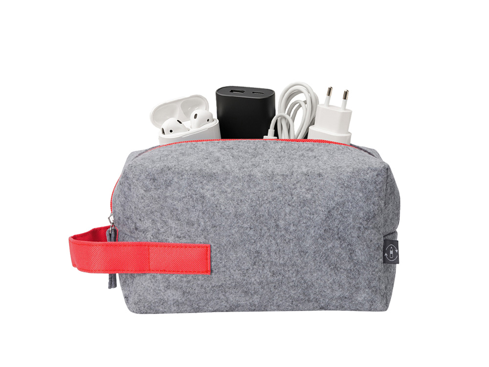 Органайзер для электроники и проводов Felt из RPET-фетра, серый Органайзер для электроники и проводов Felt из RPET-фетра, серый