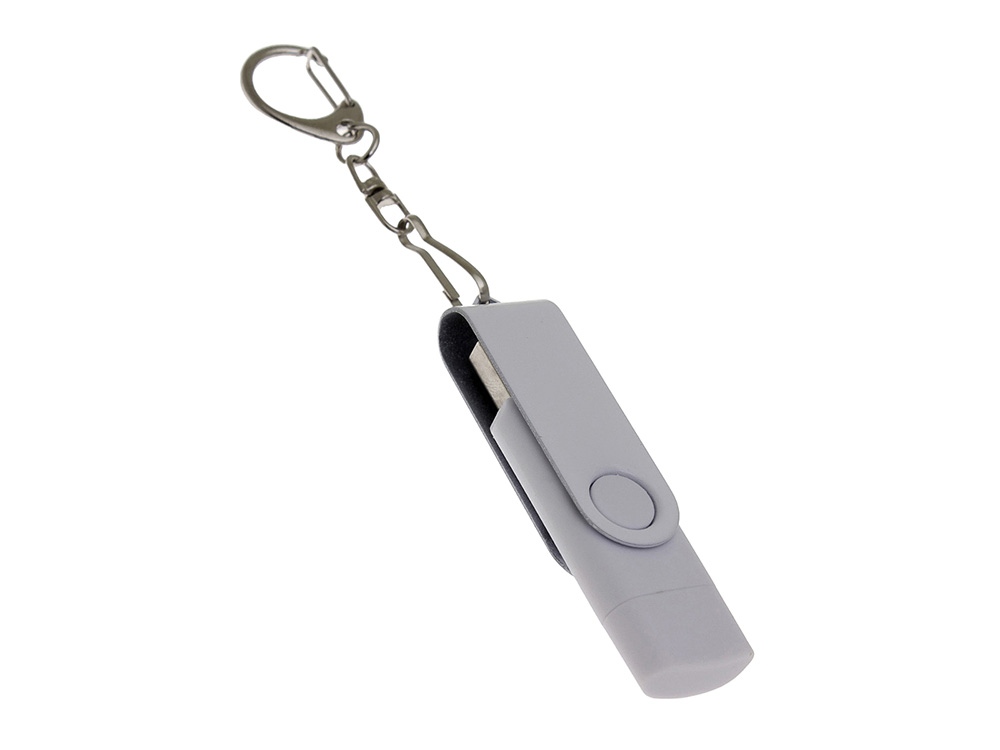 USB-флешка на 16 Гб 2 в 1 поворотный механизм, c дополнительным разъемом Type-C с одноцветным металлическим клипом, белый USB-флешка на 16 Гб 2 в 1 поворотный механизм, c дополнительным разъемом Type-C с одноцветным металлическим клипом, белый