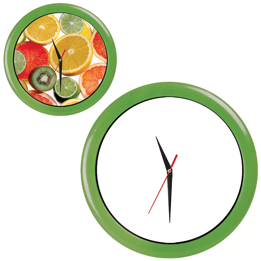 Часы настенные "ПРОМО" разборные ; зеленый яркий,  D28,5 см; пластик