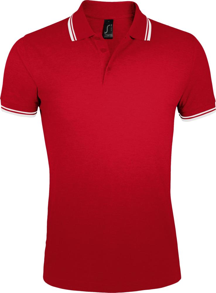 Рубашка поло мужская Pasadena Men 200 с контрастной отделкой красная с белым, размер L
