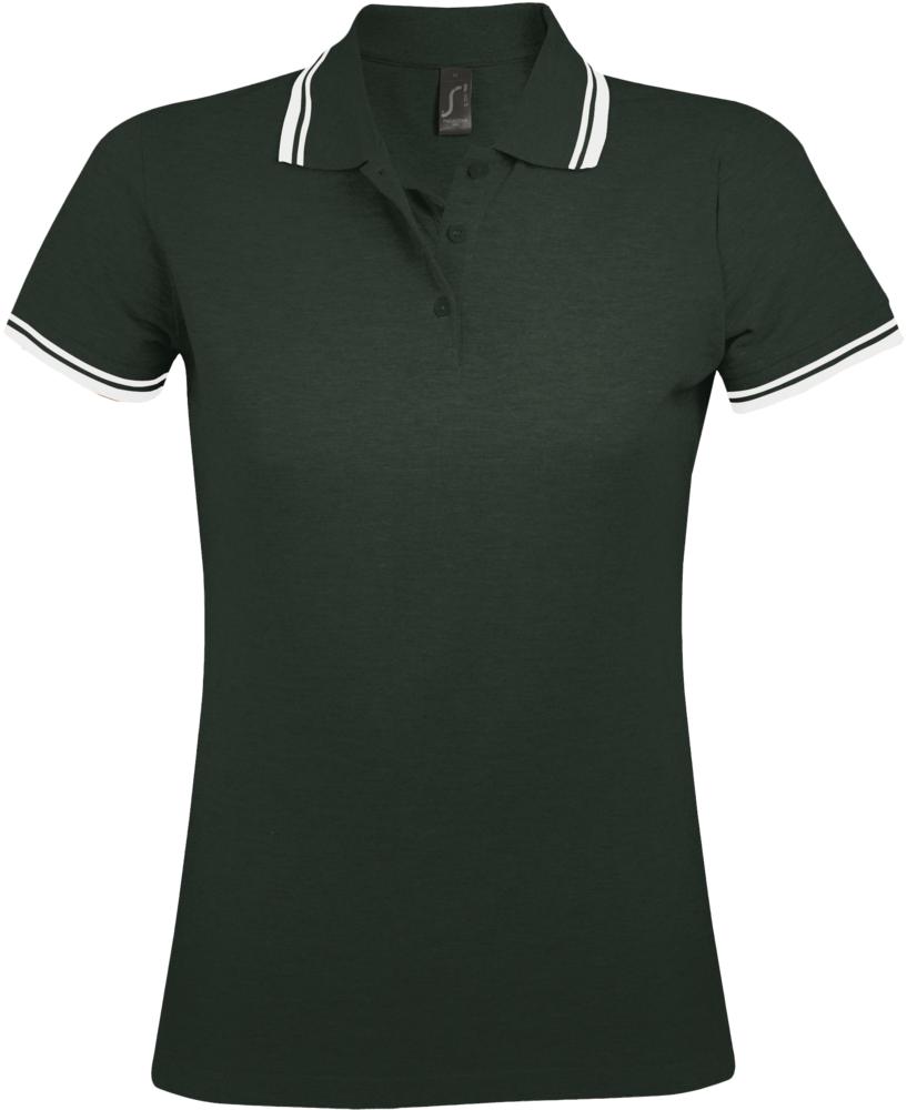 Рубашка поло женская Pasadena Women 200 с контрастной отделкой зеленая с белым, размер M