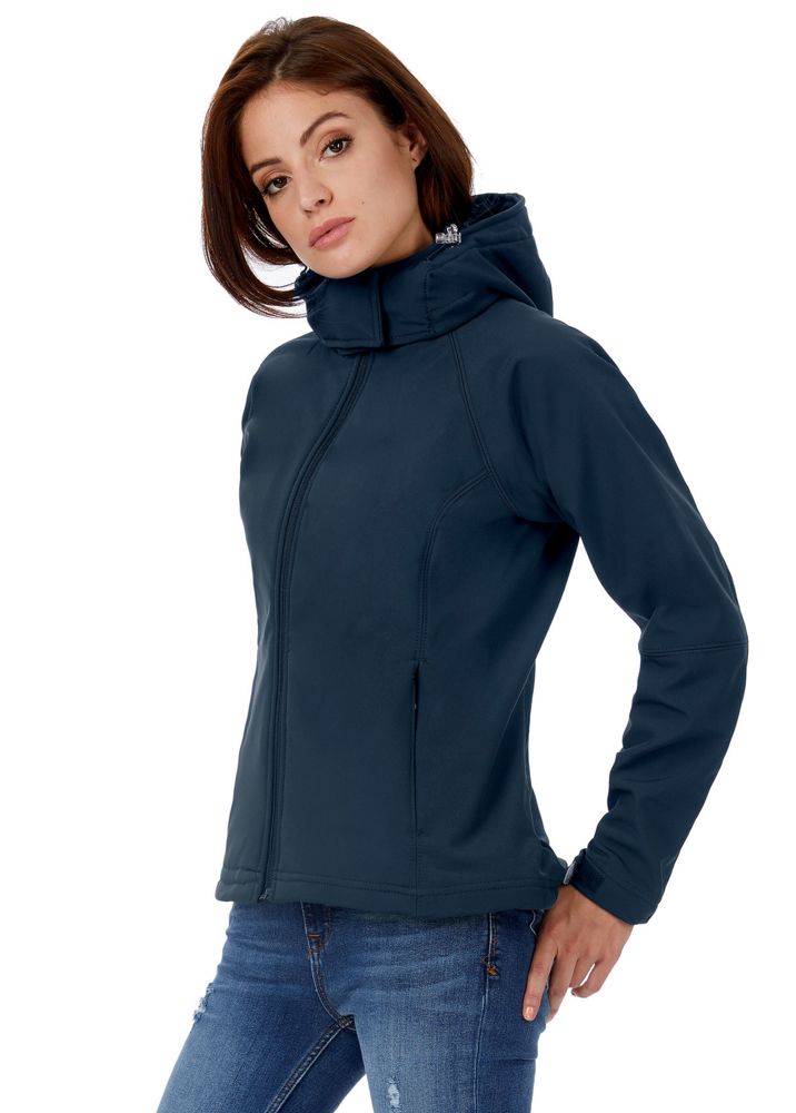 Куртка женская Hooded Softshell темно-синяя, размер XL