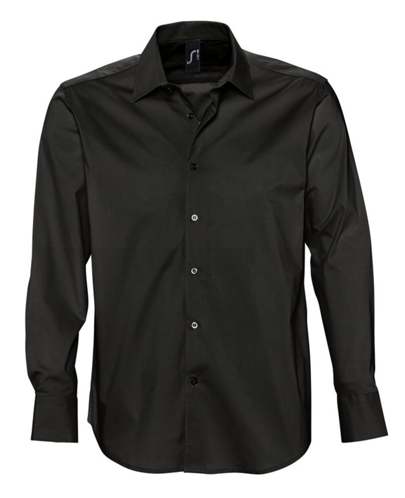 Рубашка мужская с длинным рукавом Brighton черная, размер L