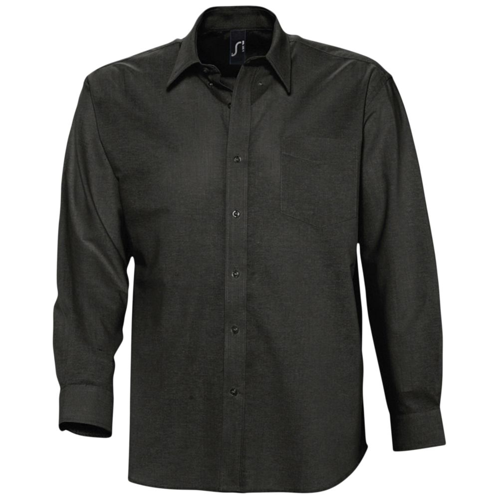 Рубашка мужская с длинным рукавом Boston черная, размер 3XL