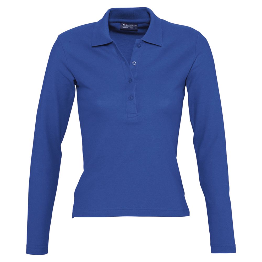 Рубашка поло женская с длинным рукавом Podium 210 ярко-синяя, размер XL