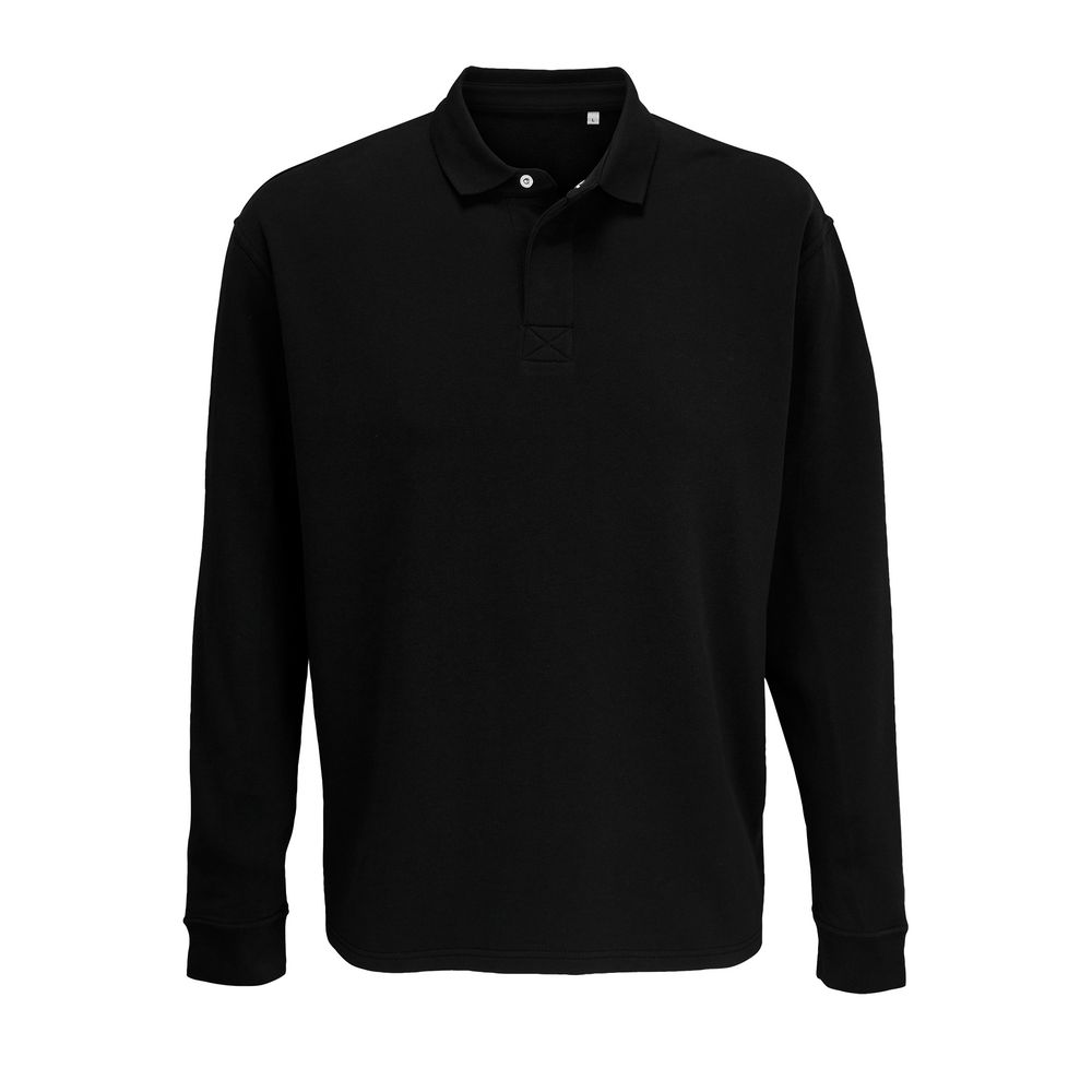 Рубашка поло оверсайз с длинным рукавом Heritage, черная, размер 5XL
