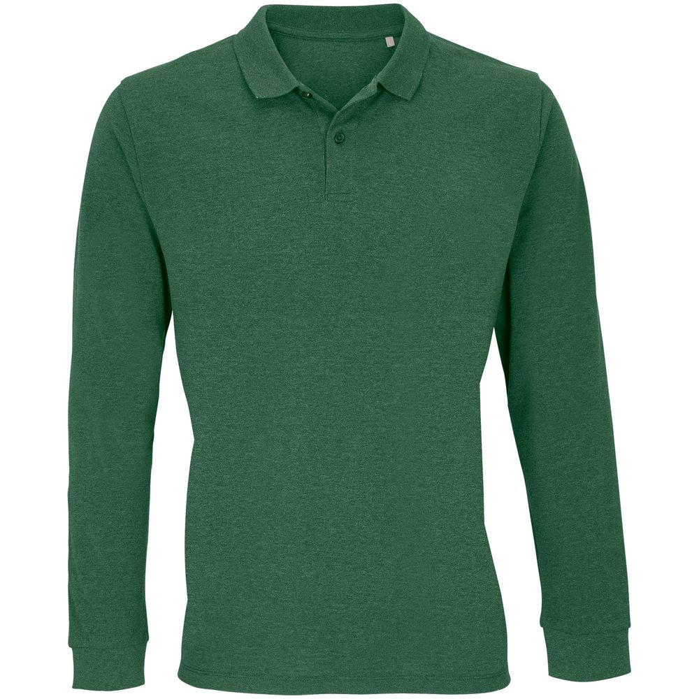 Рубашка поло унисекс с длинным рукавом Planet LSL, темно-зеленая, размер L