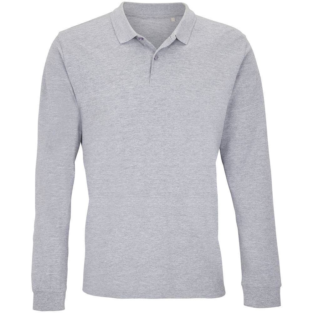 Рубашка поло унисекс с длинным рукавом Planet LSL, серый меланж, размер XL