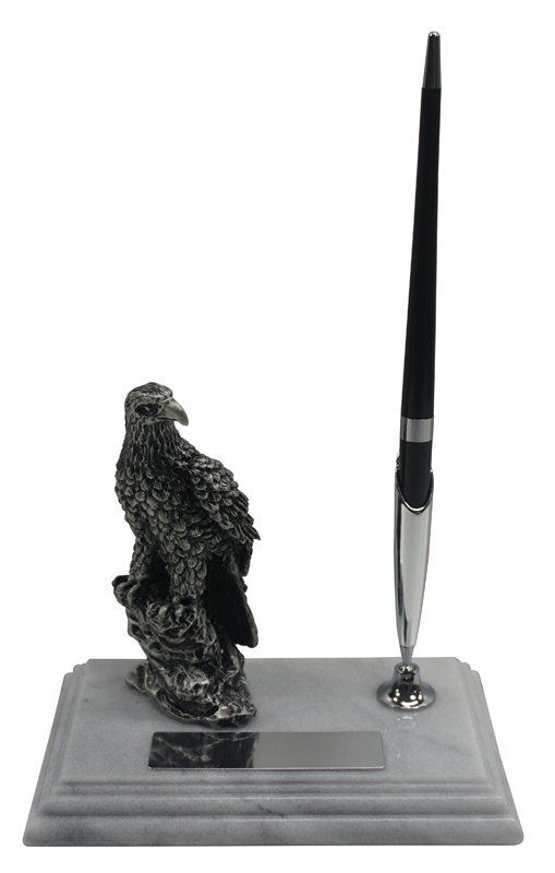 Настольный набор: ручка, статуэтка орёл,  9см x 14,5см x 1,8см, мрамор