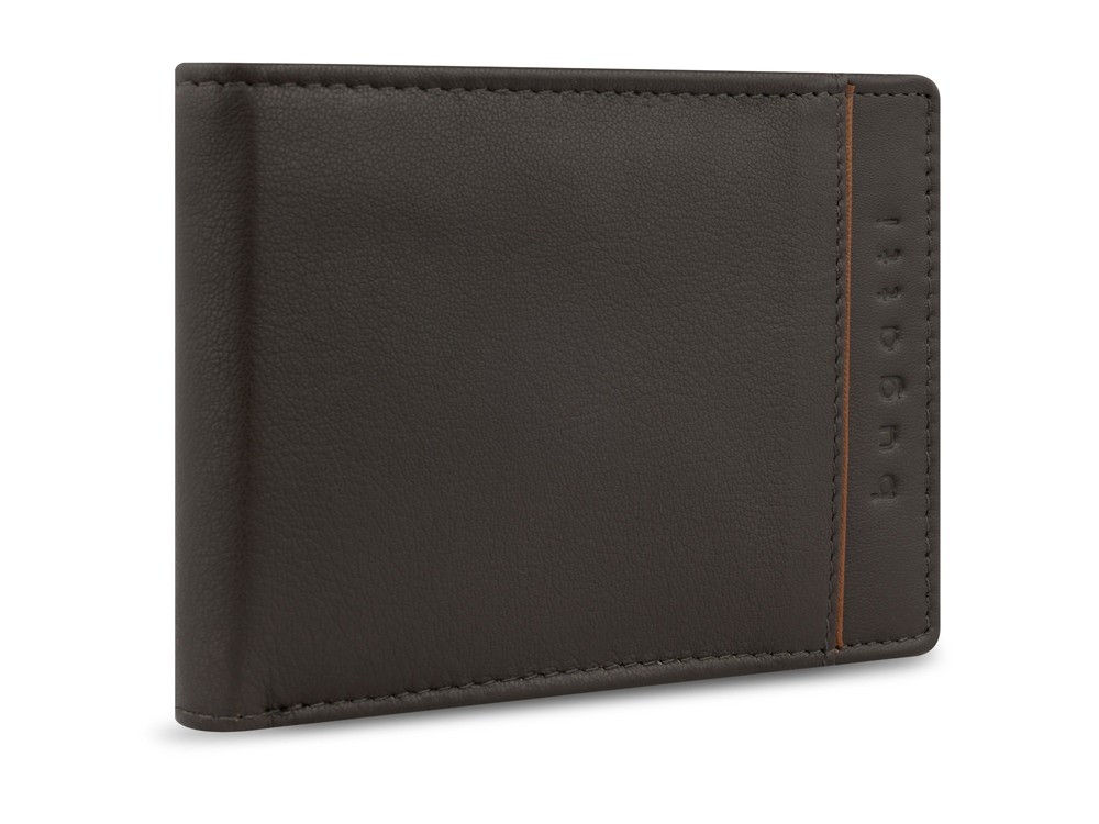 Кошелёк женский BUGATTI Banda, с защитой RFID, коричневый, кожа/полиэстер, 18,5х2,5х9,5 см
