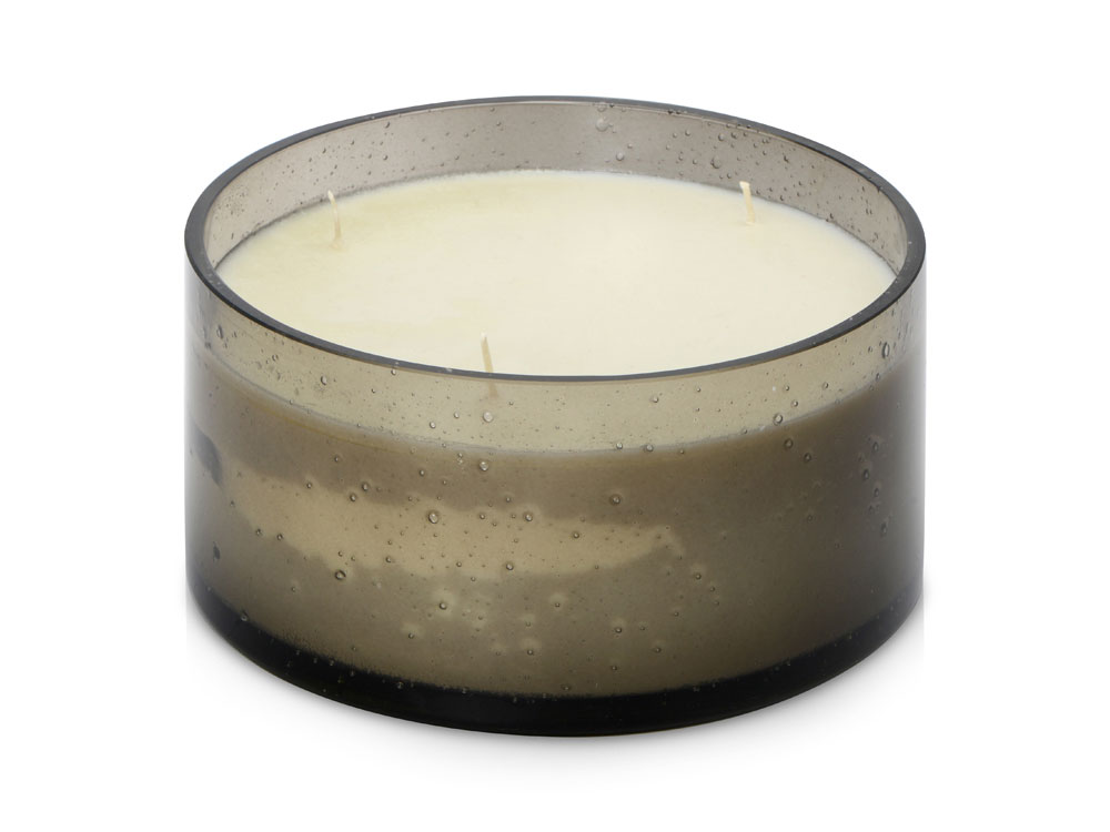 Стеклянный елочный шар Christmas bauble, синий прозрачный, с серебристым колпачком в черной коробке