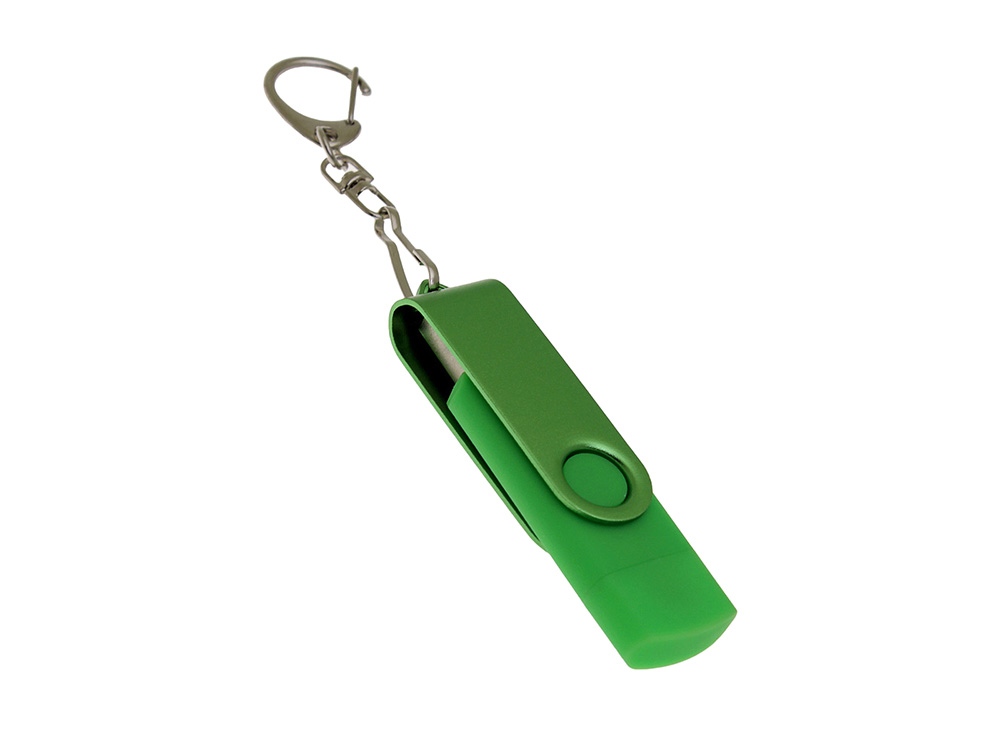 USB-флешка на 8 Гб 2 в 1 поворотный механизм, c дополнительным разъемом Type-C с одноцветным металлическим клипом, красный