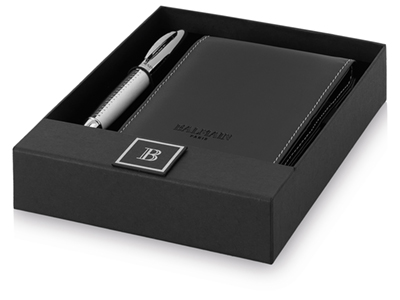 Набор подарочный от Balmain в коробке: ручка шарикова, книжка записная, черные чернила