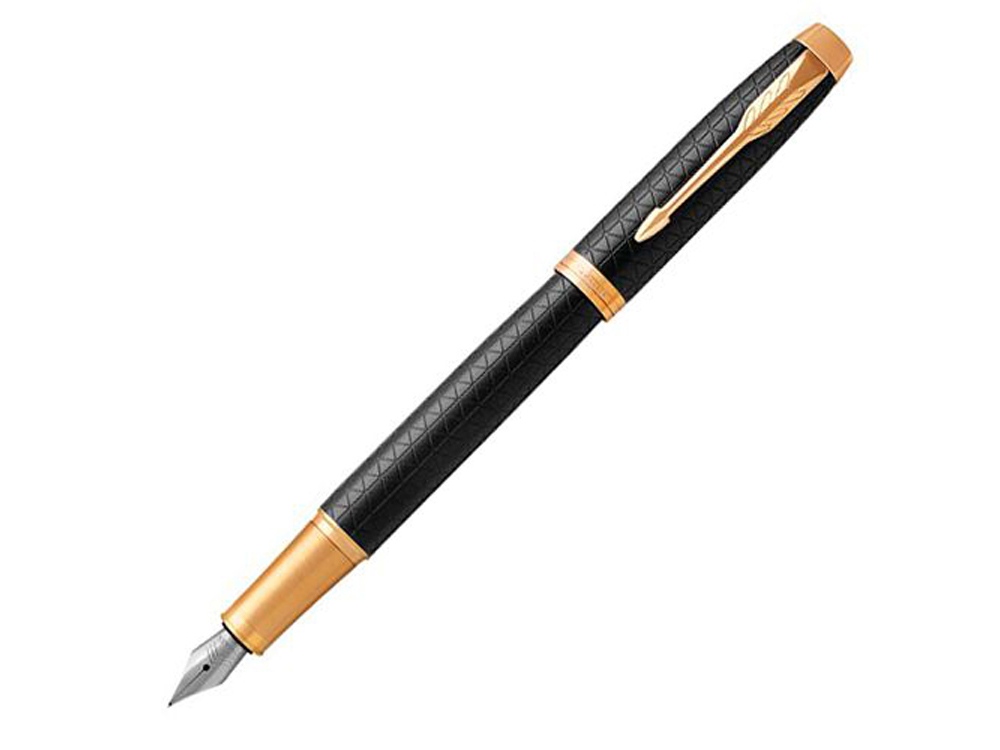 Перьевая ручка Parker IM Metal Black CT (глянцевый черный лак),  перо: F, цвет чернил: blue, в подарочной упаковке.