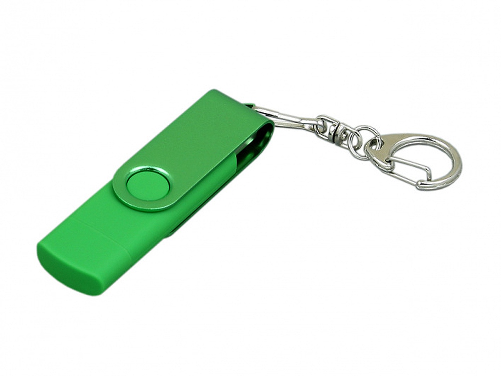 Флешка с поворотным механизмом, c дополнительным разъемом Micro USB, 16 Гб, черный