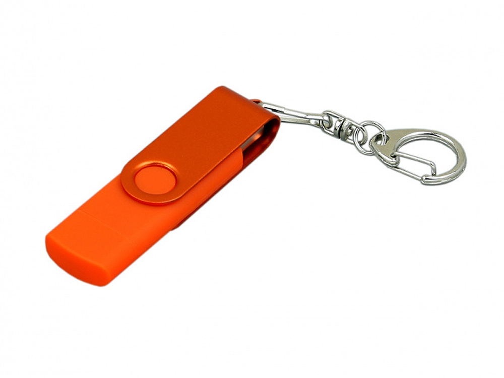 Флешка с поворотным механизмом, c дополнительным разъемом Micro USB, 32 Гб, зеленый