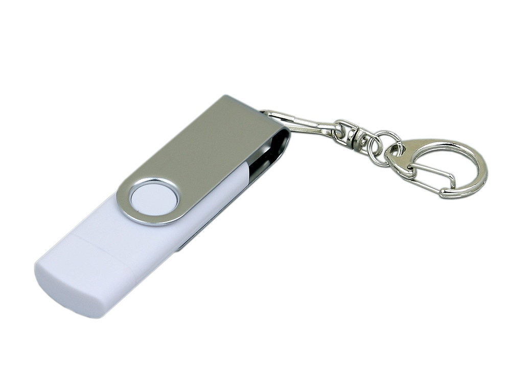 Флешка с  поворотным механизмом, c дополнительным разъемом Micro USB, 16 Гб, синий