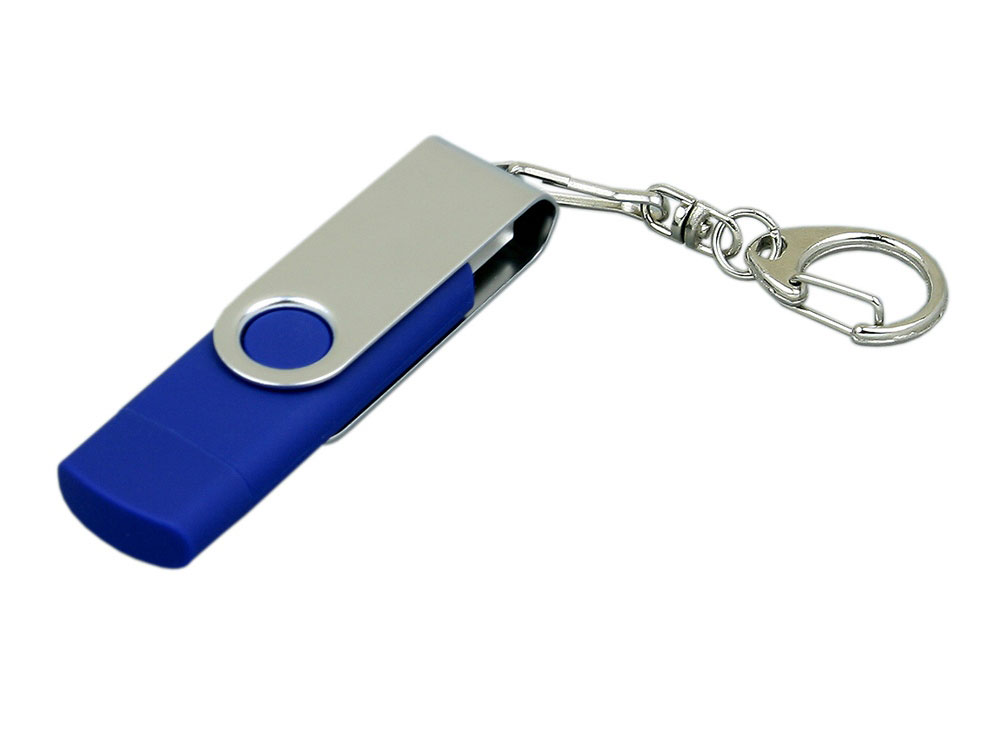 Флешка с  поворотным механизмом, c дополнительным разъемом Micro USB, 64 Гб, красный