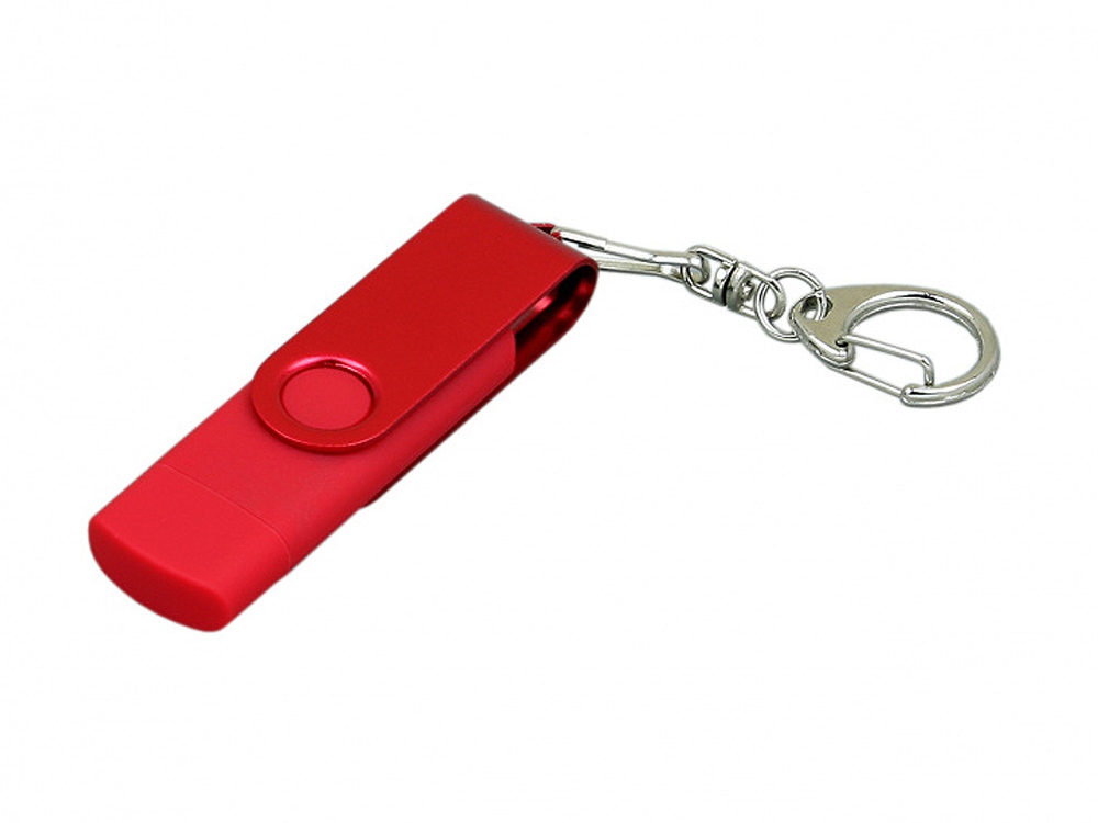 Флешка с поворотным механизмом, c дополнительным разъемом Micro USB, 32 Гб, зеленый