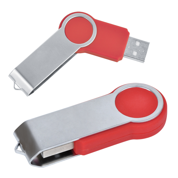 USB flash-карта "Swing" (16Гб),красная,6х2,3х1см,металл,пластик
