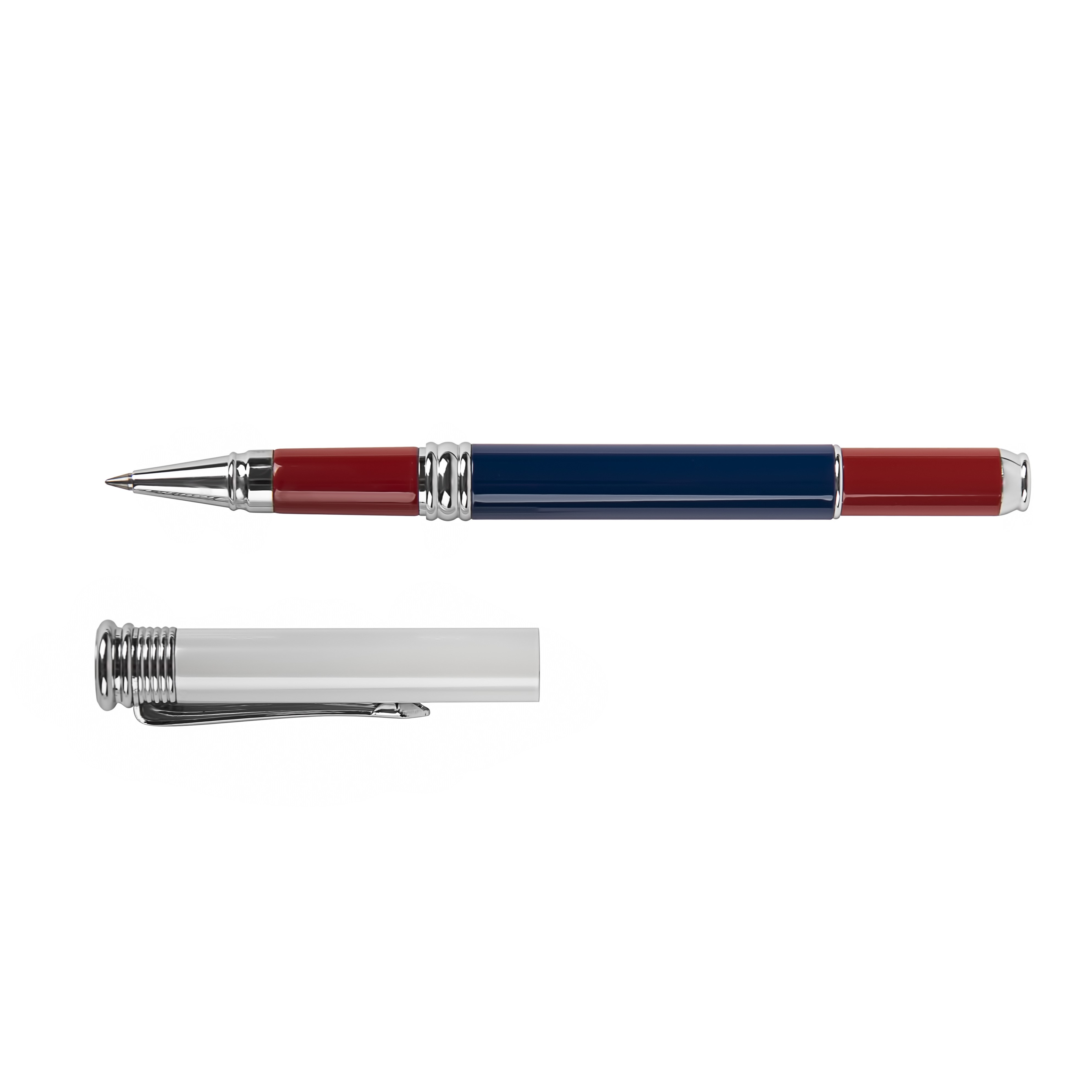 AMBASSADOR, ручка-роллер,  металл,  красно-синий-белый.