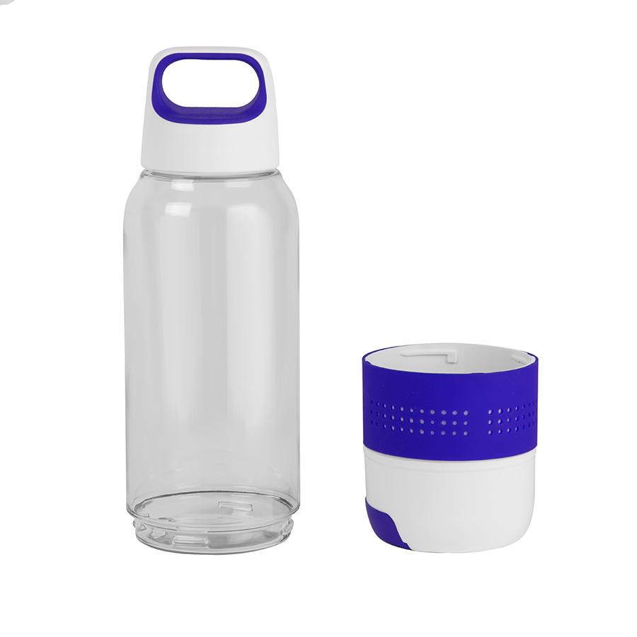 Бутылка с полотенцем "TRAINER", пластик, микрофибра, 500 мл., синий