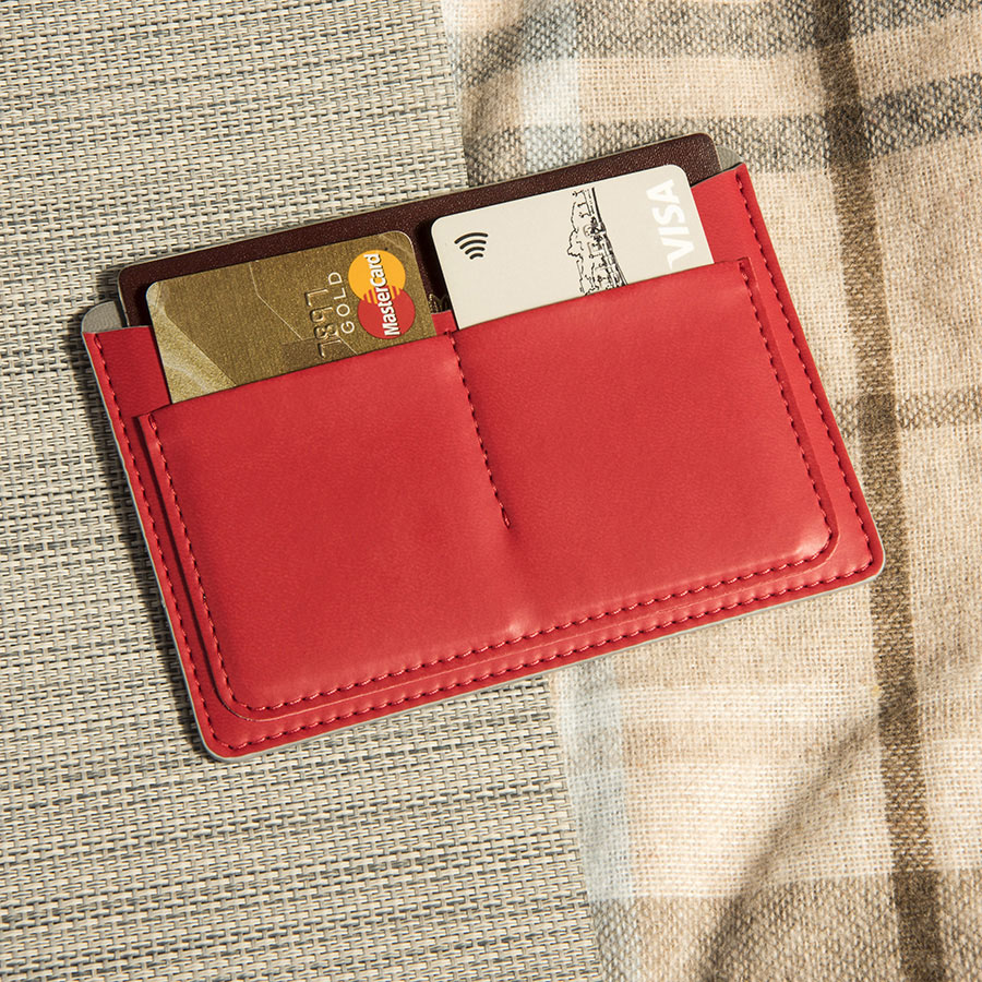 Холдер для паспорта и карт "Emotion", 10*14 см, PU, красный с серым
