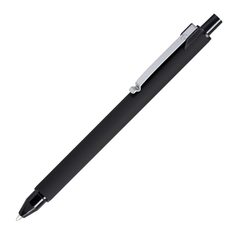 SILK, ручка шариковая, черный, алюминий, покрытие soft touch