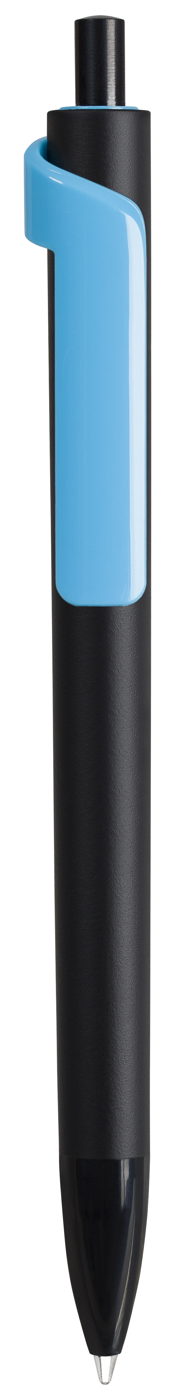 Ручка шариковая FORTE SOFT BLACK, черный/голубой, пластик, покрытие soft touch