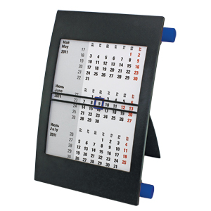 Календарь настольный на 2 года; черный с синим; 18х11 см; пластик