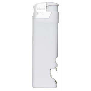 Зажигалка пьезо ISKRA с открывалкой, белая, 8,2х2,5х1,2 см, пластик