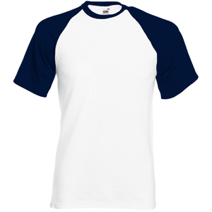 Футболка "Short Sleeve Baseball T", белый с глубоким темно-синим_S, 100% х/б, 160 г/м2